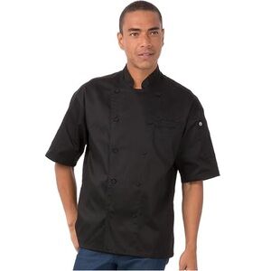 NWT Happy Chef Black Short Sleeve Chef Coat #505 Restaurant Kitchen Uniform XL